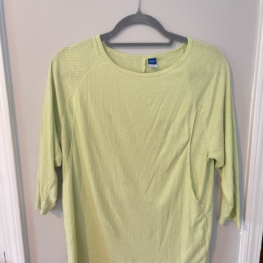 Green Ribbed 3/4 Sleeve Top (Maternity/Nursing)